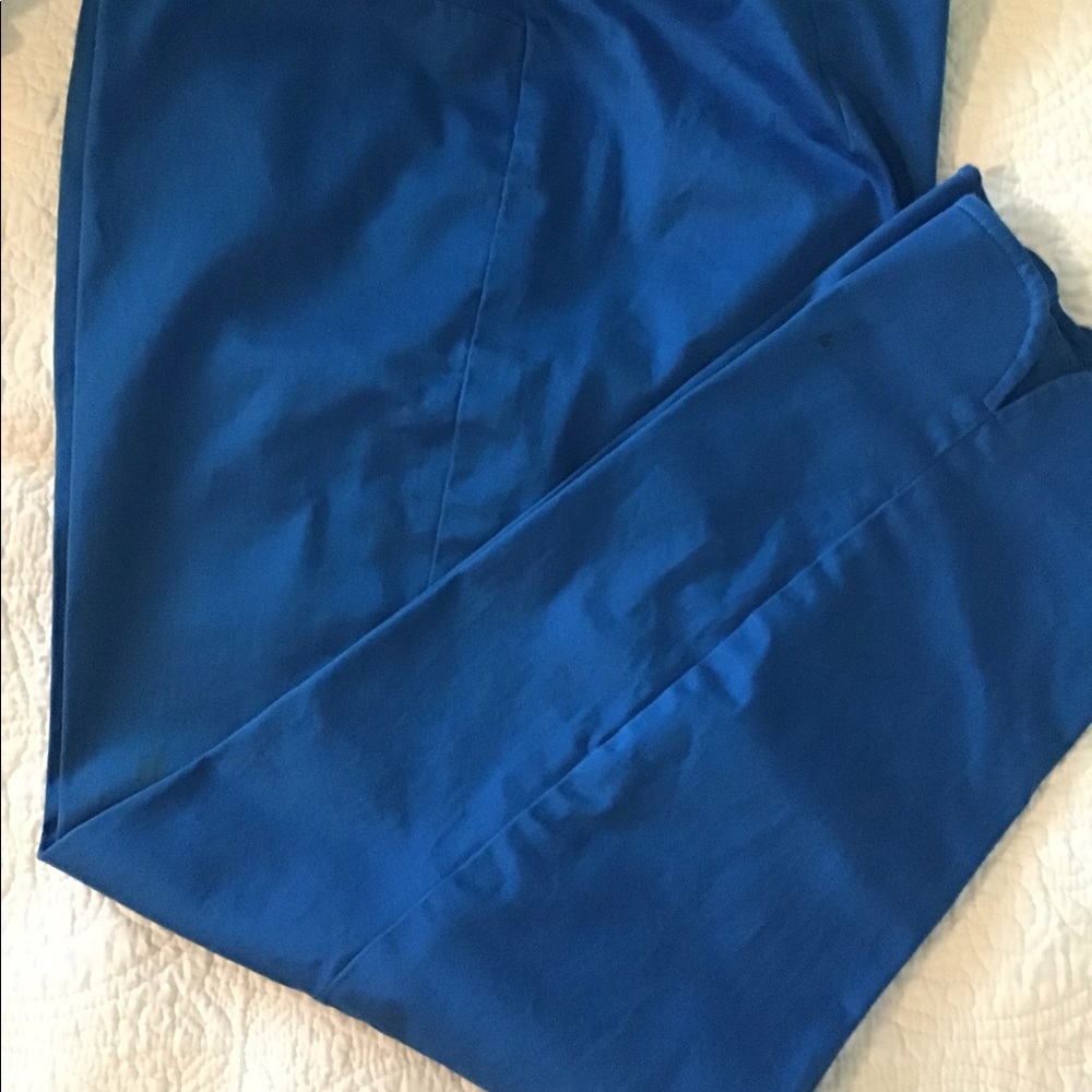 Bright blue ankle pants